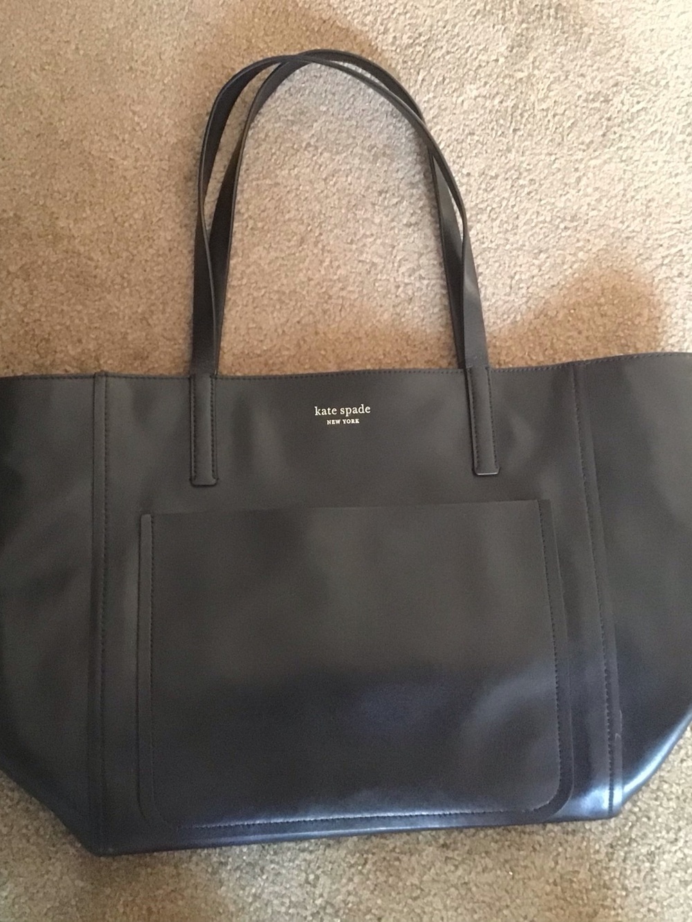 kate spade Black Leather Tote with Front Pocket